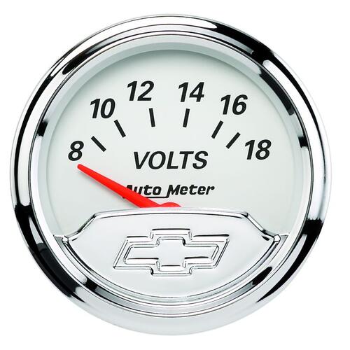 Autometer Gauge, Voltmeter, 2 1/16", 18V, Elec, Chevrolet Heritage Bowtie, Chevy Vintage