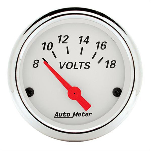 Autometer Gauge, Arctic White, Voltmeter, 2 1/16 in., 18V, Electrical, Analog, Each