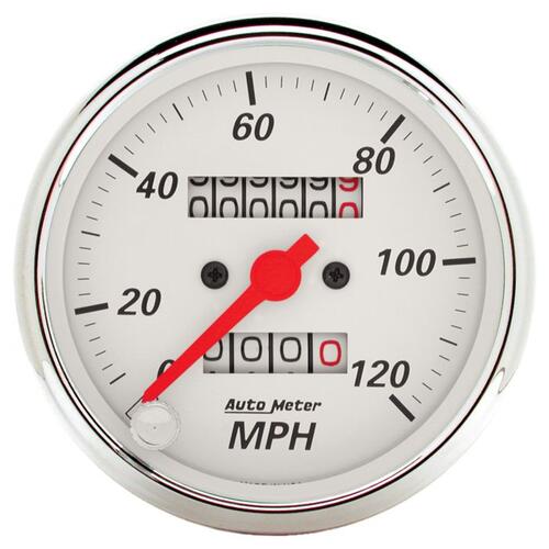 Autometer Gauge, Speedometer, 3 1/8", 120Mph, Mechanical, Arctic White, Arctic White