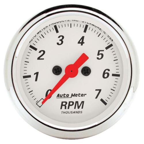 Autometer Gauge, Tachometer, 2 1/16", 7K Rpm, In-Dash, Arctic White, Arctic White