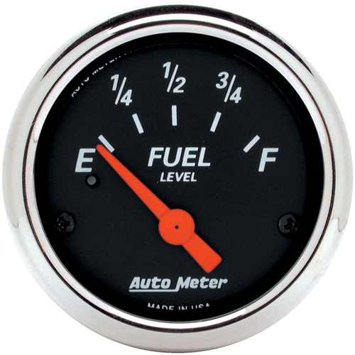 Autometer Gauge, Designer Black, Fuel Level, 2 1/16 in., 240-33 Ohms, Electrical, Analog, Each