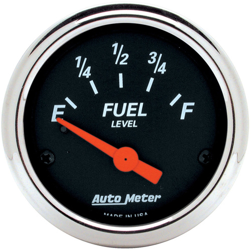 Autometer Gauge, Designer Black, Fuel Level, 2 1/16 in., 0-30 Ohms, Electrical, Analog, Each