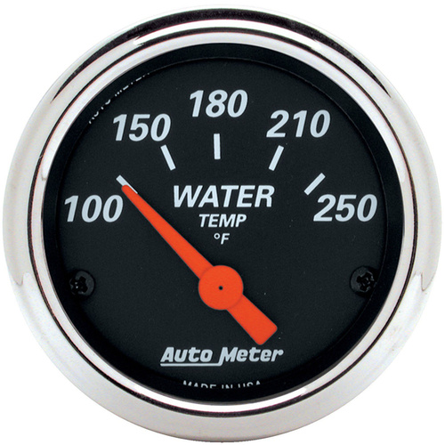 Autometer Gauge, Designer Black, Water Temperature, 2 1/16 in., 250 Degrees F, Electrical, Analog, Each