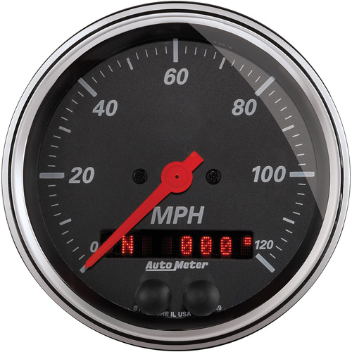 Autometer Gauge, Designer Black, Speedometer, 3 3/8 in., 120mph, GPS, Analog, Each