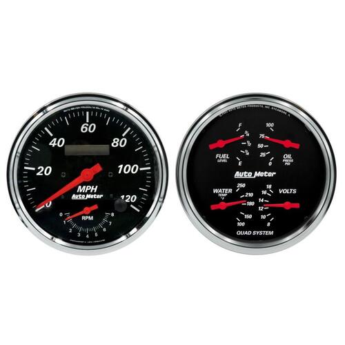 Autometer Gauge Kit, 2 Pc., Quad & Tach/Speedo, 5", Designer Black, Designer Black