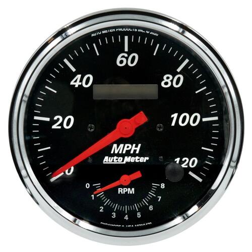 Autometer Gauge, Tach/Speedo, 5", 120Mph & 8K Rpm, Elec. Program., Designer Black, Designer Black