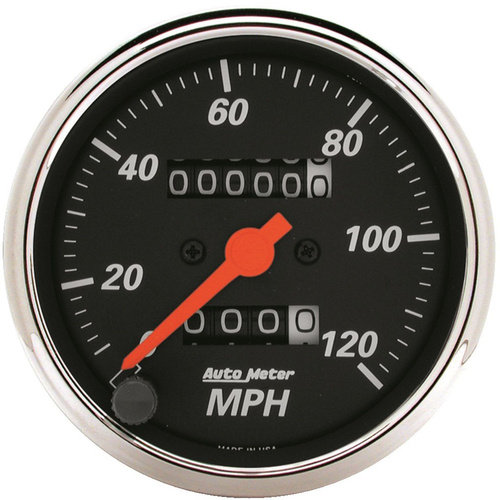 Autometer Gauge, Designer Black, Speedometer, 3 1/8 in., 120mph, Mechanical, Analog, Each