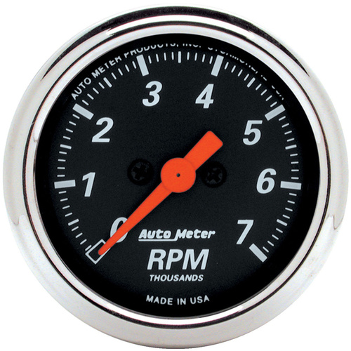 Autometer Gauge, Designer Black, Tachometer, 2 1/16 in., 0-7K RPM, In-Dash, Analog, Each