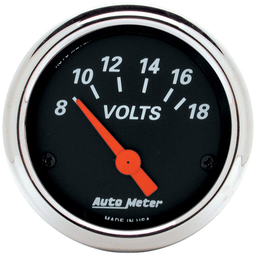 Autometer Gauge, Designer Black, Voltmeter, 2 1/16 in., 18V, Electrical, Analog, Each