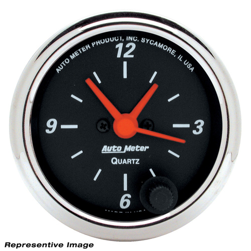 Autometer Gauge, Analog, Designer Black, Clock, 2 1/16 in., 12hr, Analog, Each
