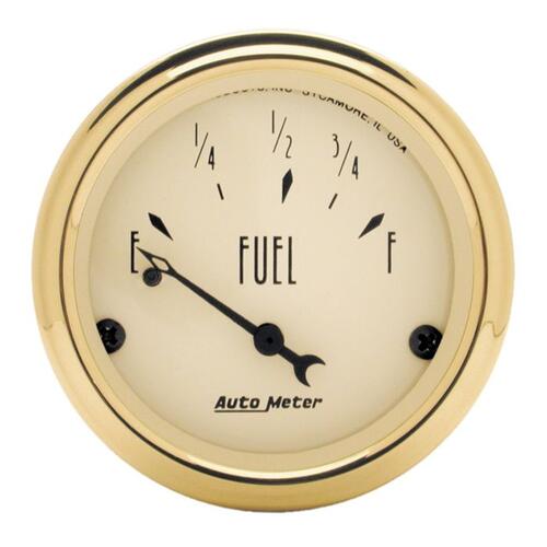 Autometer Gauge, Fuel Level, 2 1/16", 73Ωe To 10Ωf, Elec, Golden Oldies, Golden Oldies