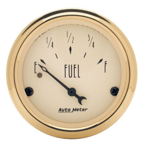 Autometer Gauge, Fuel Level, 2 1/16", 240Ωe To 33Ωf, Elec, Golden Oldies, Golden Oldies