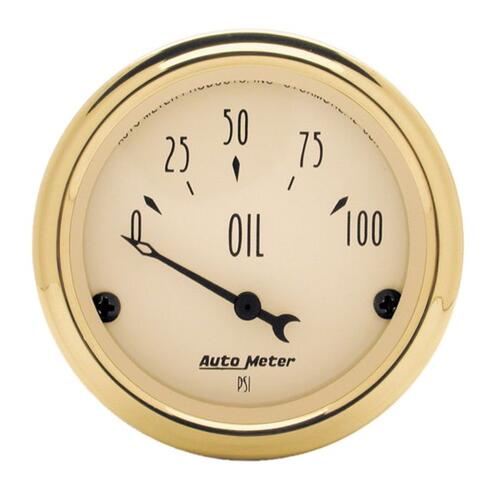 Autometer Gauge, Oil Press, 2 1/16", 100Psi, Elec, Golden Oldies, Golden Oldies