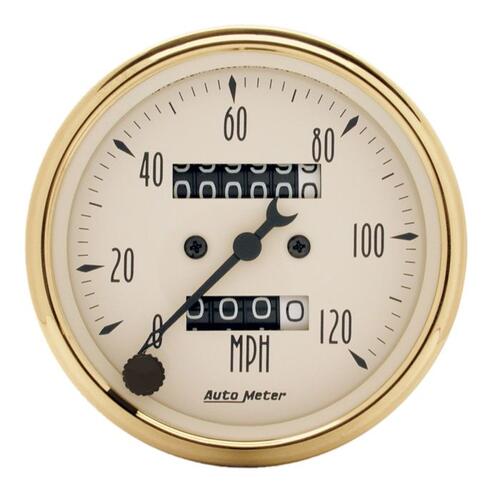 Autometer Gauge, Speedometer, 3 1/8", 120Mph, Mechanical, Golden Oldies, Golden Oldies