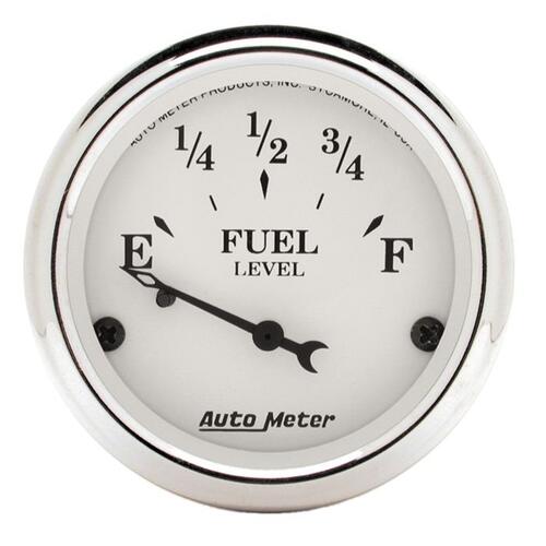 Autometer Gauge, Fuel Level, 2 1/16", 73Ωe To 10Ωf, Elec, Old Tyme White, Old-Tyme White