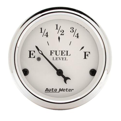 Autometer Gauge, Fuel Level, 2 1/16", 240Ωe To 33Ωf, Elec, Old Tyme White, Old-Tyme White