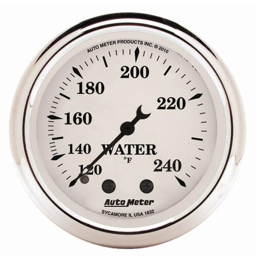 Autometer Gauge, Water Temp, 2 1/16", 120-240ºf, Mech, Old Tyme White, Old-Tyme White