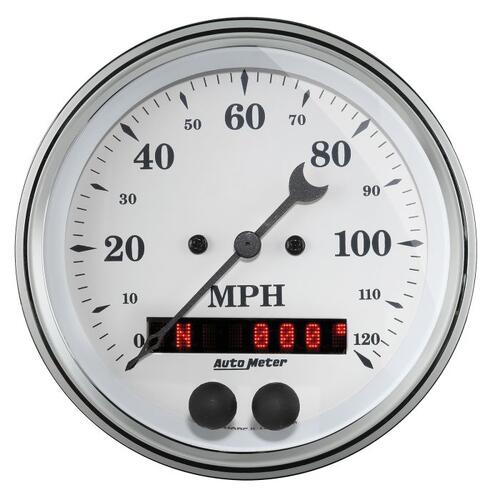 Autometer Gauge, Speedometer, 3 3/8", 120Mph, Gps, Old Tyme White, Old-Tyme White