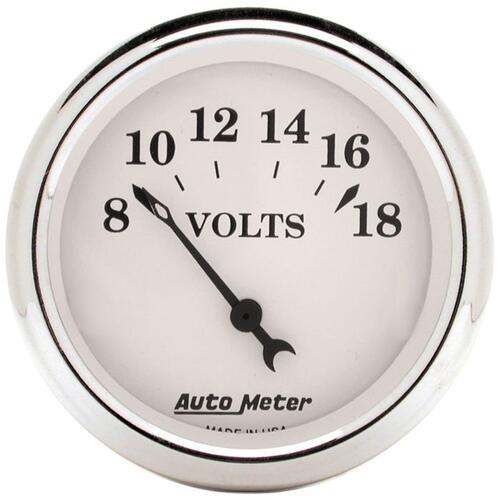 Autometer Gauge, Voltmeter, 2 1/16", 18V, Elec, Old Tyme White, Old-Tyme White