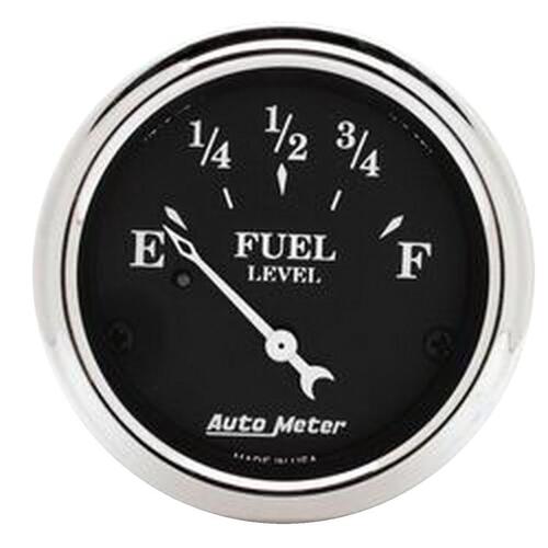 Autometer Gauge, Fuel Level, 2 1/16", 240Ωe To 33Ωf, Elec, Old Tyme Black, Old Tyme Black