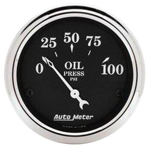 Autometer Gauge, Oil Press, 2 1/16", 100Psi, Elec, Old Tyme Black, Old Tyme Black