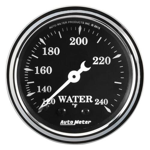 Autometer Gauge, Water Temp, 2 1/16", 120-240ºf, Mech, Old Tyme Black, Old Tyme Black