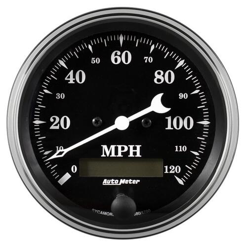 Autometer Gauge, Speedo., 3 3/8", 120Mph, Elec. Prog. W/ Lcd Odo, Old Tyme Black, Old Tyme Black