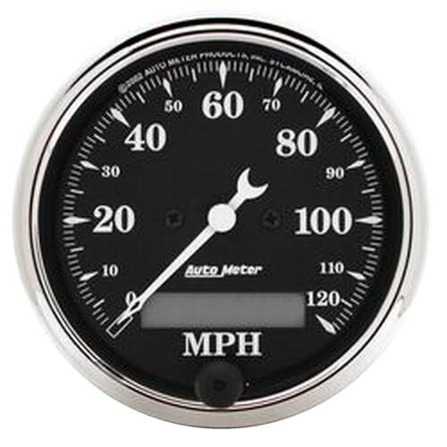 Autometer Gauge, Speedo., 3 1/8", 120Mph, Elec. Prog. W/ Lcd Odo, Old Tyme Blk, Old Tyme Black