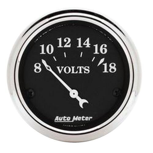 Autometer Gauge, Voltmeter, 2 1/16", 18V, Elec, Old Tyme Black, Old Tyme Black