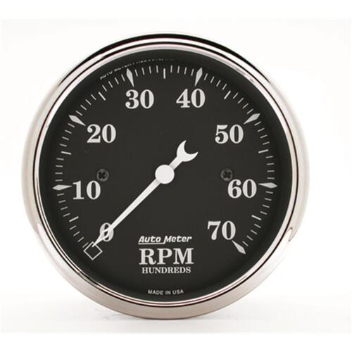 Autometer Gauge, Tachometer, 3 1/8", 7K Rpm, In-Dash, Old Tyme Black, Old Tyme Black