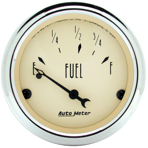 Autometer Gauge, Antique Beige, Fuel Level, 2 1/16 in, 73-10 Ohms, Electrical, Analog, Each