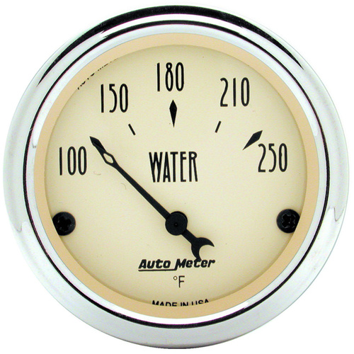Autometer Gauge, Antique Beige, Water Temperature, 2 1/16 in, 250 Degrees F, Electrical, Analog, Each