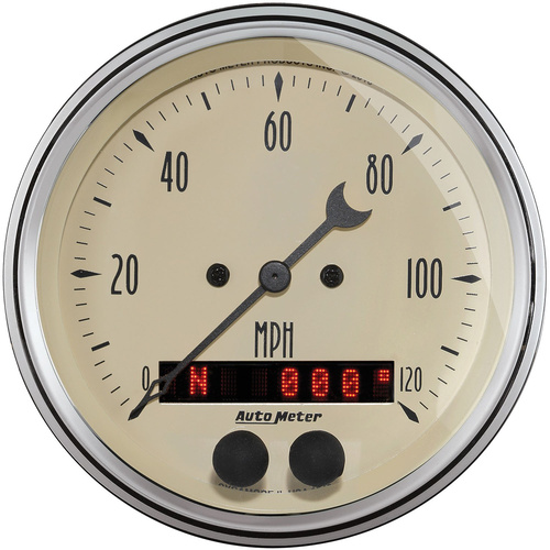Autometer Gauge, Antique Beige, Speedometer, 3 3/8 in., 120mph, GPS, Analog, Each