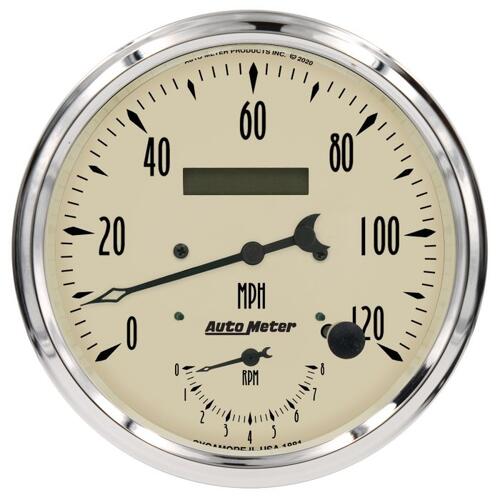 Autometer Gauge, Tach/Speedo, 5", 120Mph & 8K Rpm, Elec. Program., Antique Beige, Antique Beige
