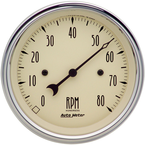 Autometer Gauge, Antique Beige, Tachometer, 3 3/8 in., 0-8K RPM, In-Dash, Each