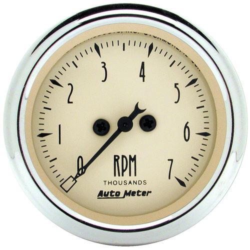 Autometer Gauge, Antique Beige, Tachometer, 2 1/16 in., 0-7K RPM, In-Dash, Analog, Each