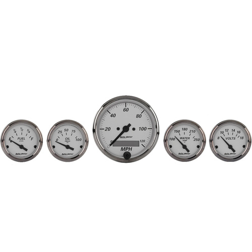 Autometer Gauge Kit, Speedometer, American Platinum, 3 1/8 in. & 2 1/16 in., Electrical, Set of 5
