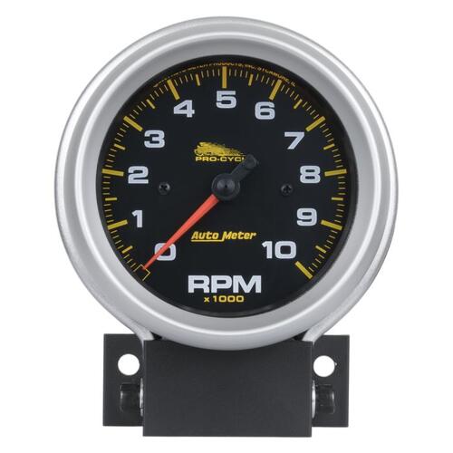 Autometer Gauge, Tach, 3 3/4", 10K Rpm, 2 & 4 Cylinder, Black, Pro-Cycle, Pro-Cycle