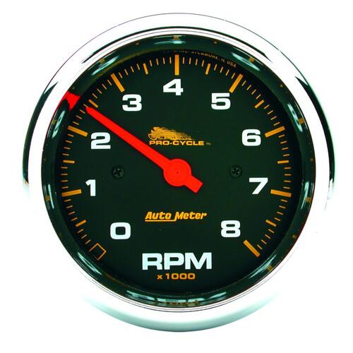 Autometer Gauge, Tach, 3 3/4", 8K Rpm, 2&4 Cylinder, Black, Pro-Cycle, Pro-Cycle