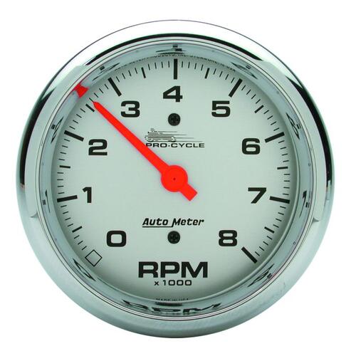 Autometer Gauge, Tach, 3 3/4", 8K Rpm, 2&4 Cylinder, Silver, Pro-Cycle, Pro-Cycle