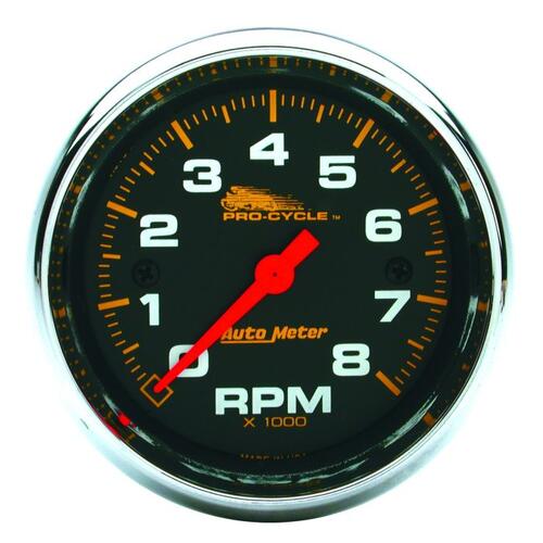 Autometer Gauge, Tach, 2 5/8", 8K Rpm, 2&4 Cylinder, Black, Pro-Cycle, Pro-Cycle