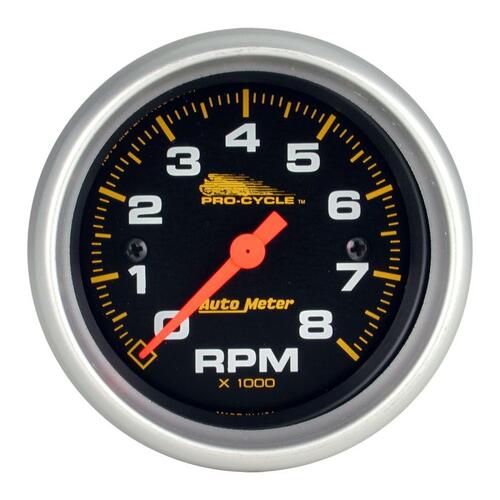 Autometer Gauge, Tach, 2 5/8", 8K Rpm, 2&4 Cylinder, Black, Pro-Cycle, Pro-Cycle