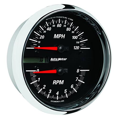 Autometer Gauge, Tach/Speedo, 4 1/2", 8K Rpm/120 Mph, Black, Pro-Cycle, Pro-Cycle