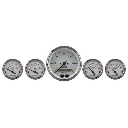 Autometer Gauge Kit, 5 Pc., 3 3/8" & 2 1/16", Gps Speedometer, American Platinum, American Platinum