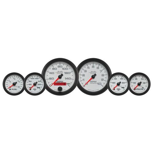 Autometer Gauge Kit, 6 Pc. Kit, 3 3/8" & 2 1/16", Bagger, White, Pro-Cycle, Pro-Cycle