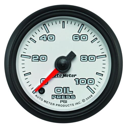Autometer Gauge, Oil Pressure, 2 1/16", 100Psi, Digital Stepper Motor, White, Pro-Cycle, Pro-Cycle