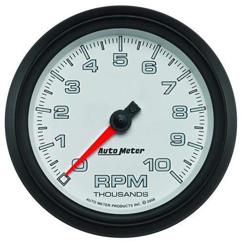 Autometer Gauge, Tachometer, 3 3/8", 10K Rpm, White, Pro-Cycle, Pro-Cycle