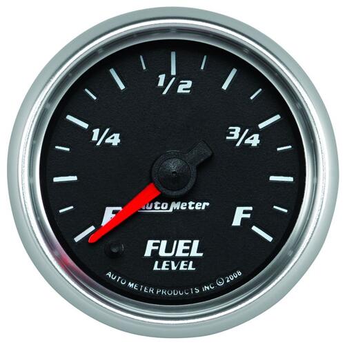 Autometer Gauge, Fuel Level, 2 1/16", 0-280Ω Programmable, Black, Pro-Cycle, Pro-Cycle