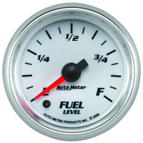 Autometer Gauge, Fuel Level, 2 1/16", 0-280Ω Programmable, White, Pro-Cycle, Pro-Cycle