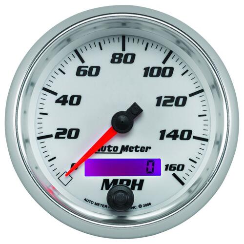 Autometer Gauge, Speedometer, 3 3/8", 160Mph, Elec. Programmable, White, Pro-Cycle, Pro-Cycle